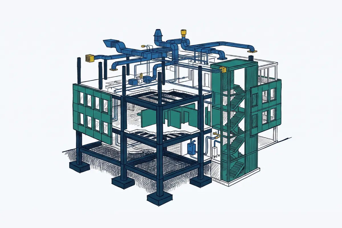 Federated model with disciplines shown in different colours